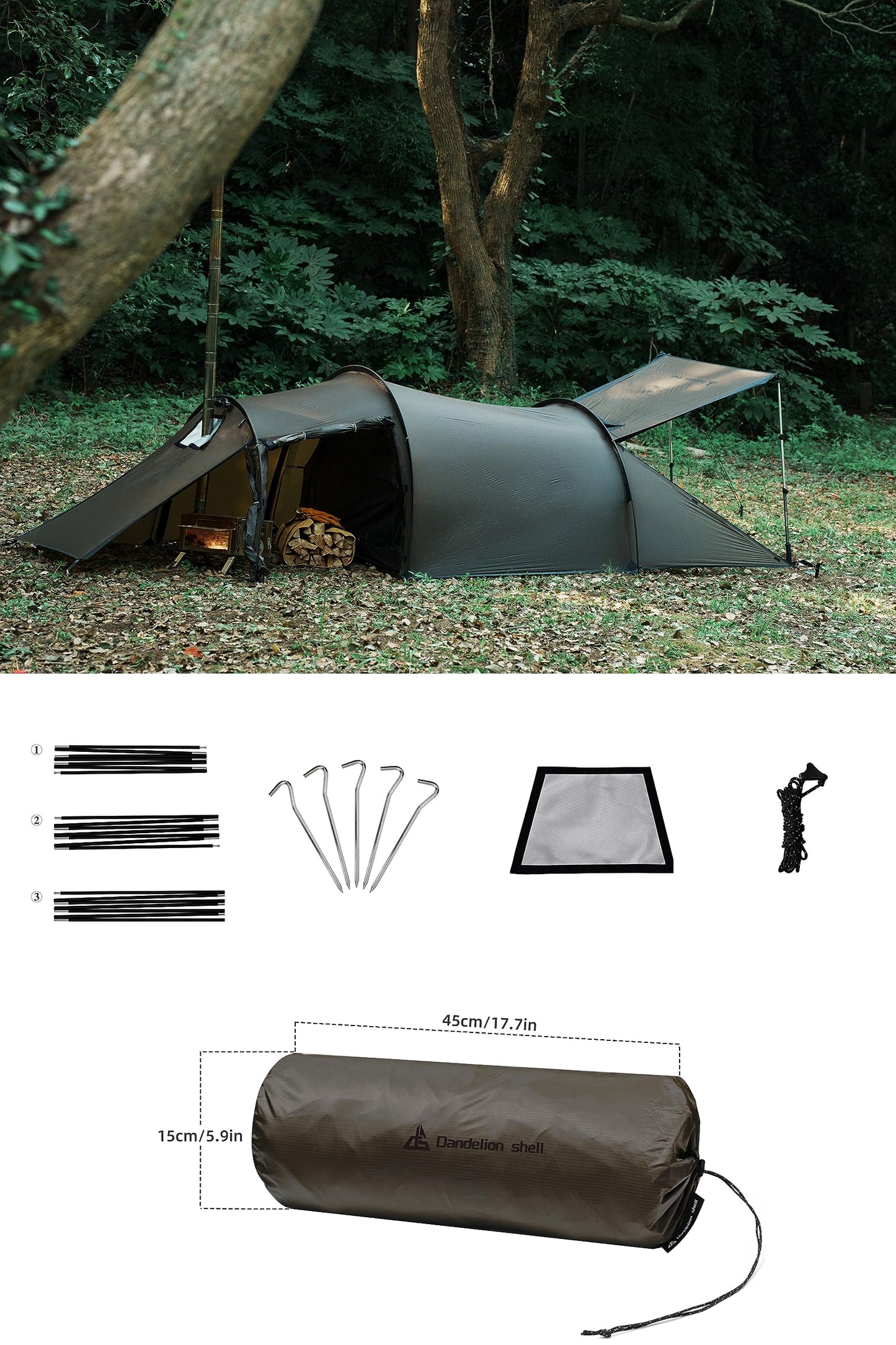 Hot Tent For 1-2 Person With Stove Jack Winter Tent + Camping Wood Tent Stove + Hot Tent Stove Jack