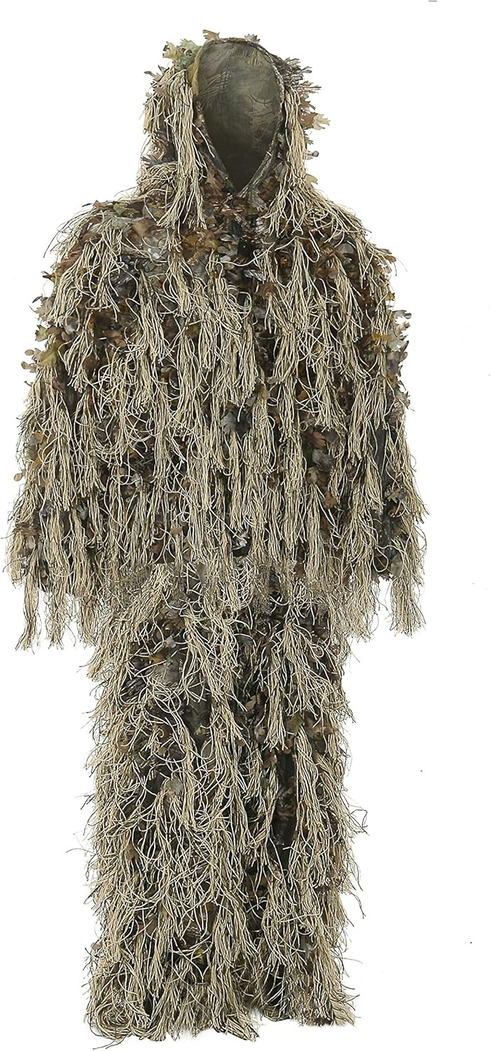AUSCAMOTEK Ghillie Suit for Hunting Dry Grass Brown Ideal for Hunting in Winter and Autumn
