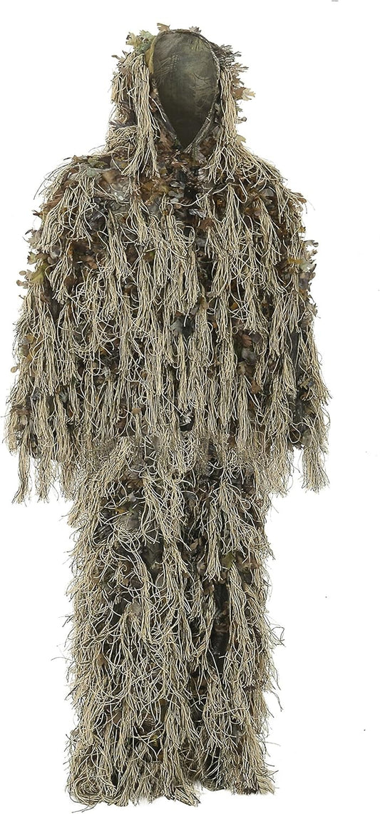 AUSCAMOTEK Ghillie Suit for Hunting Dry Grass Brown Ideal for Hunting in Winter and Autumn