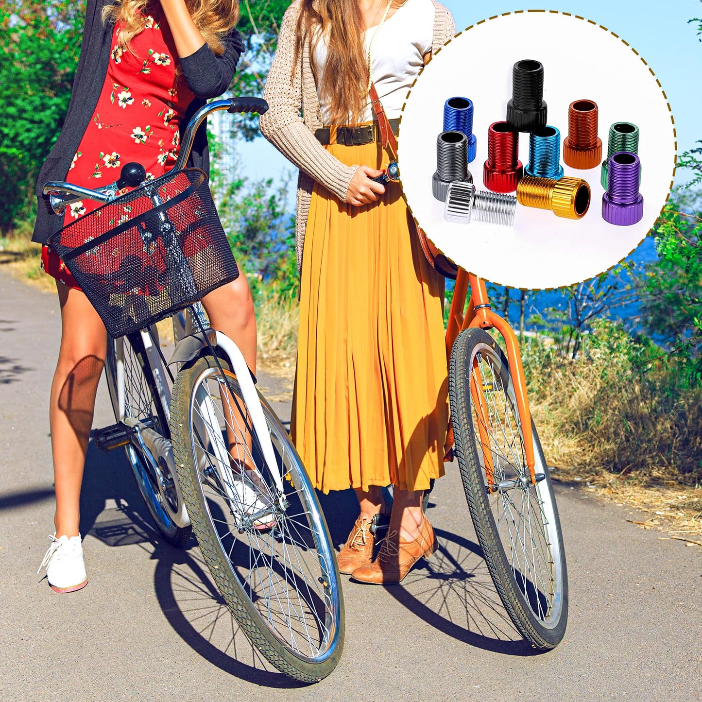 Aluminum Convert Presta to Schrader Converter, 20 Pieces Presta Valve Adapter Colorful Pump Valve Adapter Bike Valve Adapter Standard Bicycle Tube Pump or Air Compressor Tools for Bicycle Bikes Tires