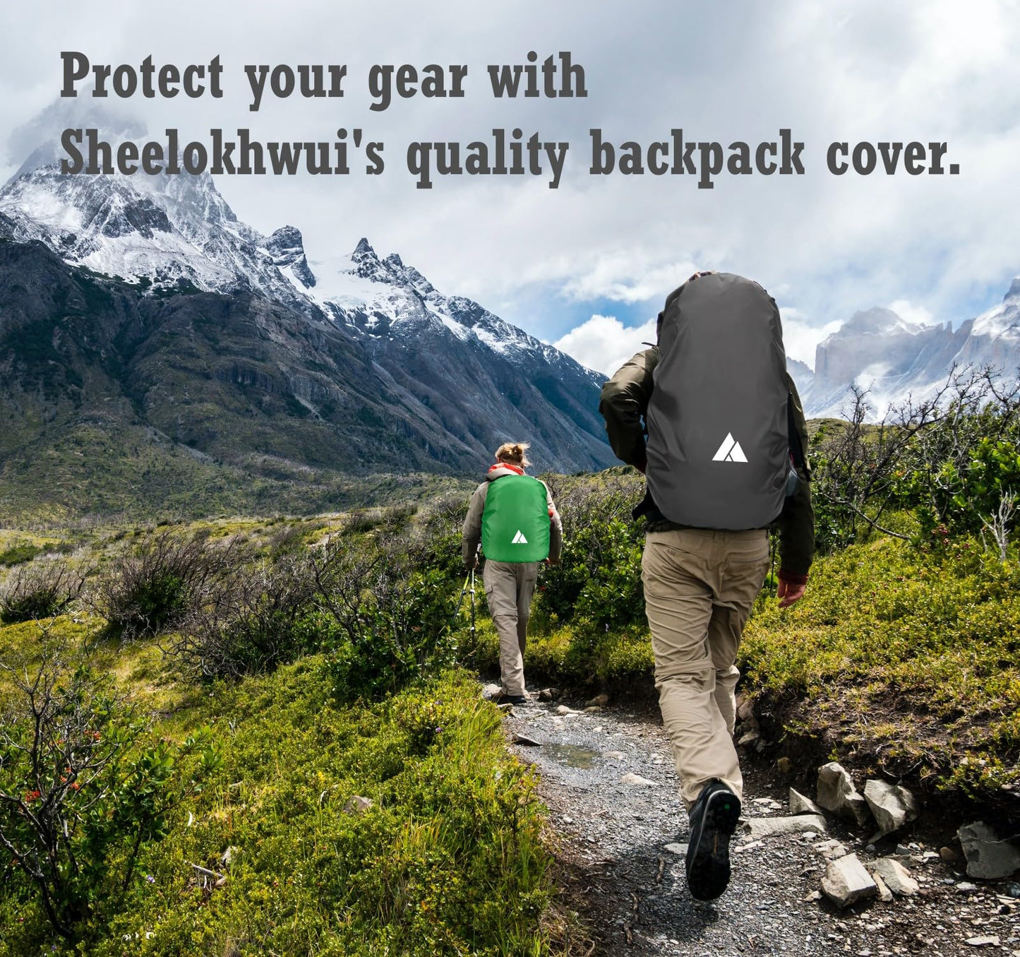 sheelokhwui Waterproof Backpack Rain Cover, Heavy-Duty Nylon Pack Cover with Upgraded Double Adjustable Closure System and a Carry Pouch for Hiking, Cycling, Camping, Outdoor (Dark Gray, XL, 65-90L)