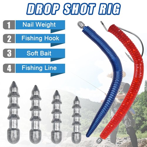 Bass Fishing Nail Weights Sinkers, 70PCS Insert Sinkers for Soft Worms Soft Lure Nail Weights Kit Fishing Weights for Wacky Rig Neko Rig