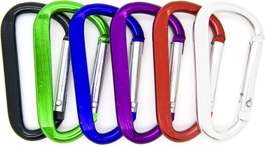 100 Pack 2.25 Inch D Shape Carabiner Clips – Assorted Colors, Aluminum Spring-Loaded Belt Clip Keychains for Camping, Outdoor, Key Rings & Gear, Backpack