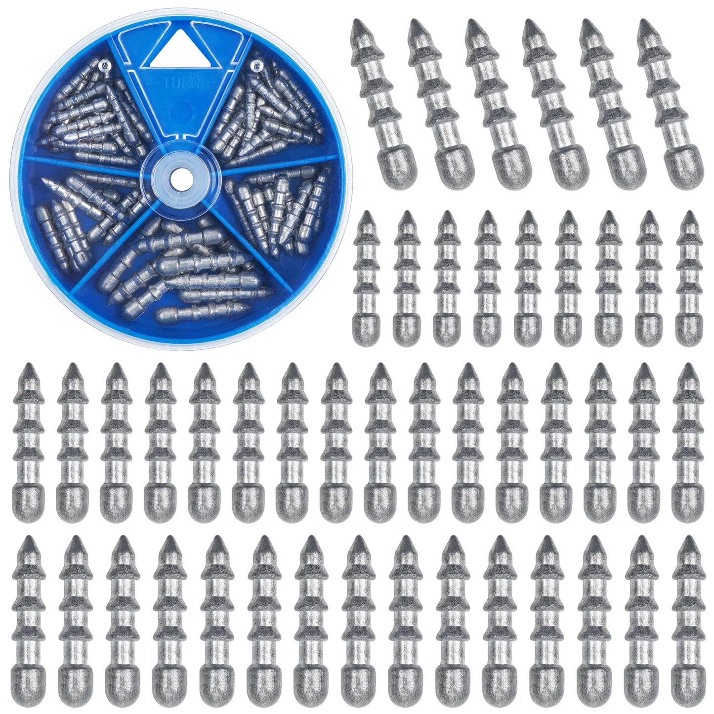 Fishing Nail Weights Kit,70pcs Wacky Worm Weights Insert Sinkers Fishing Weights for Plastic Worm Lures Nail Weights Sinkers Tackle for Neko Rig Wacky Rig Bass Fishing 4 Sizes