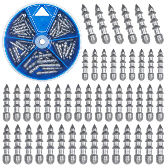 Fishing Nail Weights Kit,70pcs Wacky Worm Weights Insert Sinkers Fishing Weights for Plastic Worm Lures Nail Weights Sinkers Tackle for Neko Rig Wacky Rig Bass Fishing 4 Sizes