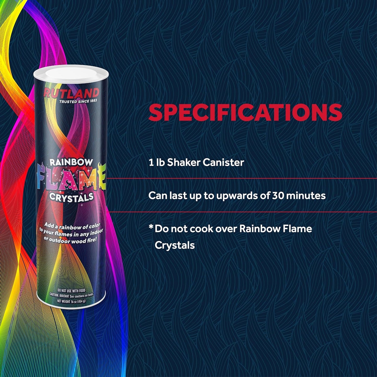 Rutland Rainbow Flame Crystals, Magical Multi-Colored Fire, 1 lb. Canister
