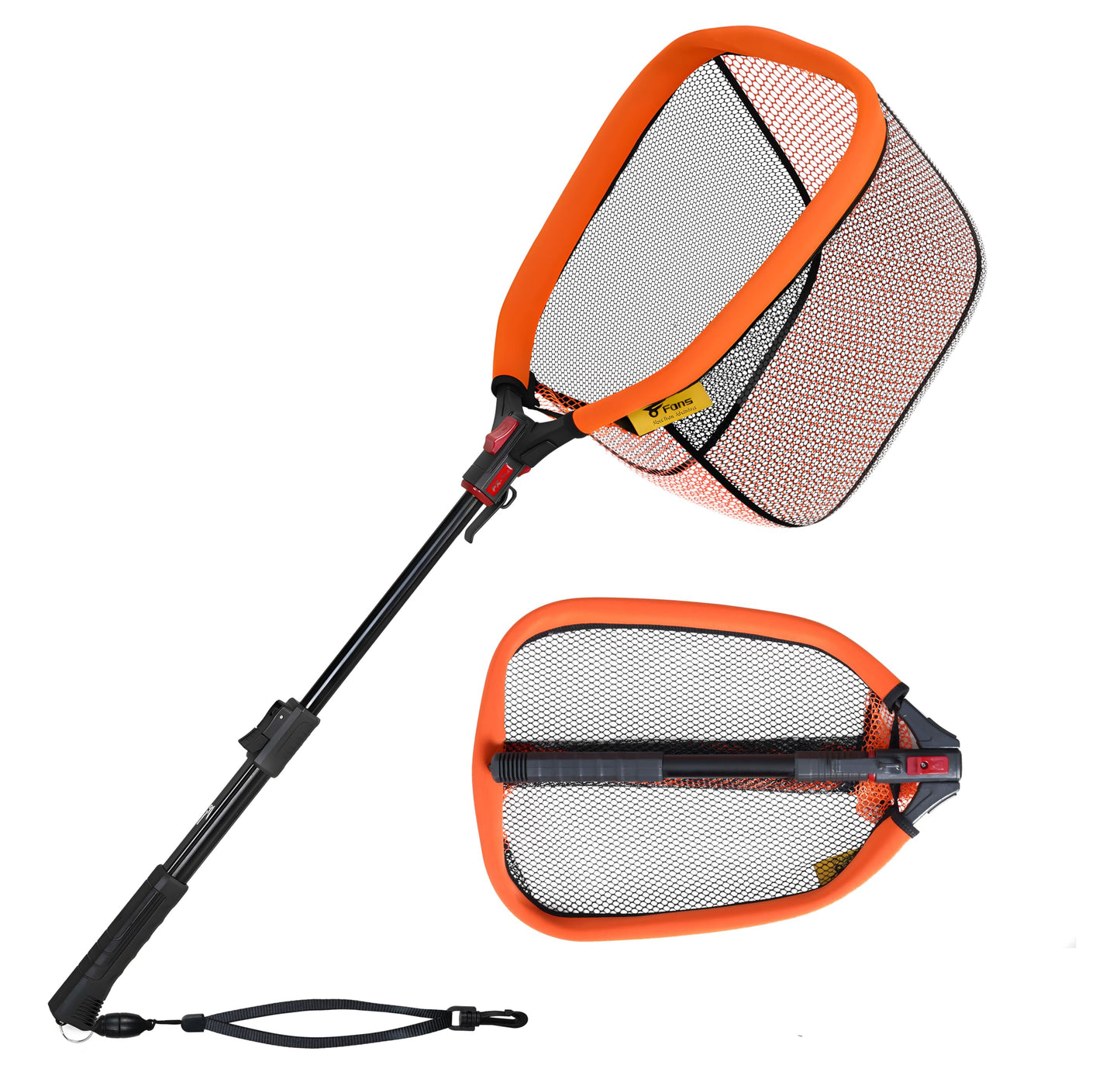 8Fans Extendable Fishing Net, Foldable Floating Landing Net,Non-Slip Hi-vis Grip, Ideal for Kayak Wading Fishing (40"/102cm Full (Telescopic Pole))