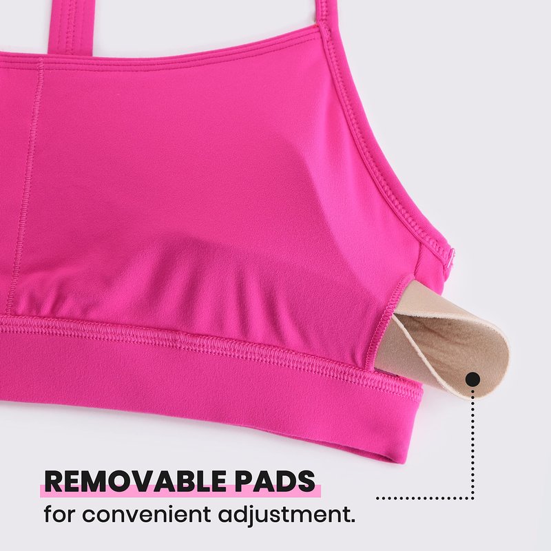 CRZ YOGA Butterluxe Y Back Sports Bras for Women - Padded Racerback Low Impact Spaghetti Thin Strap Workout Yoga Top Hibiscus Purple X-Large