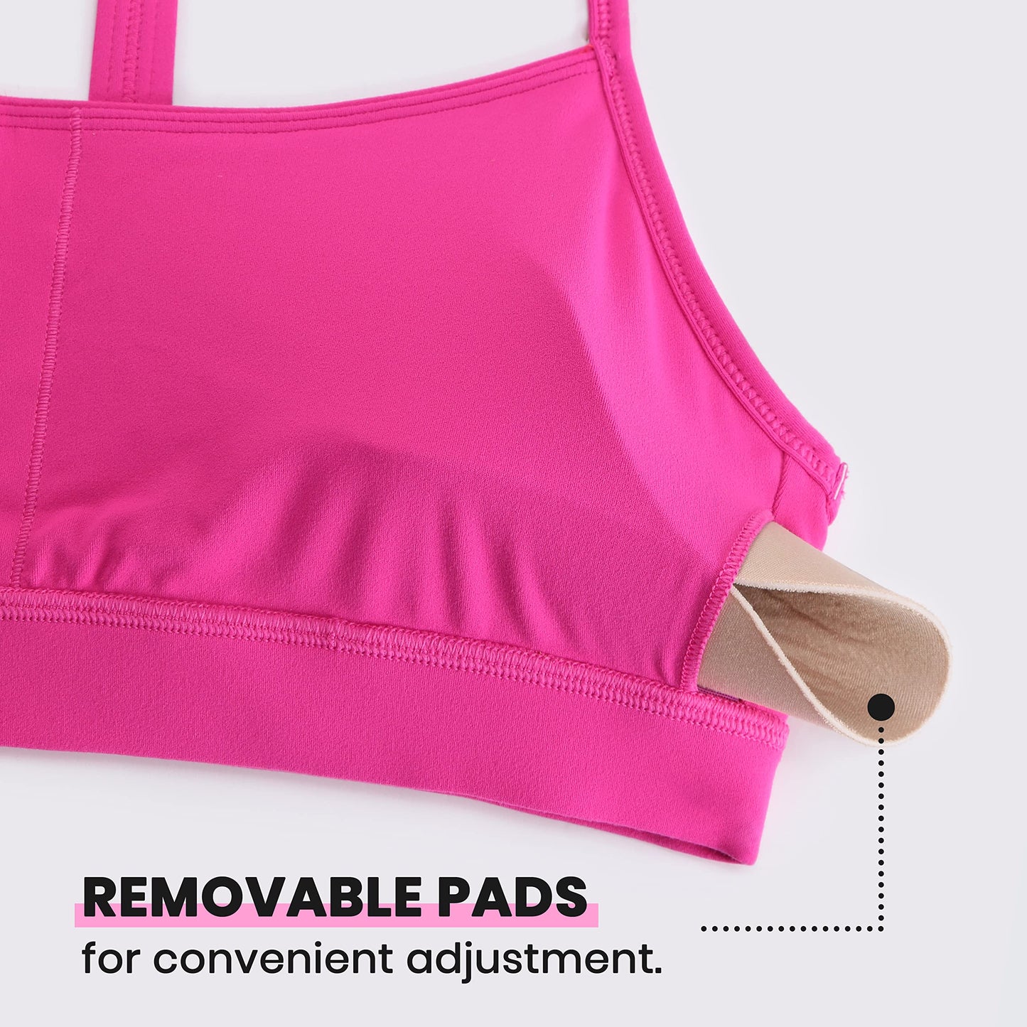 CRZ YOGA Butterluxe Y Back Sports Bras for Women - Padded Racerback Low Impact Spaghetti Thin Strap Workout Yoga Top Hibiscus Purple X-Large