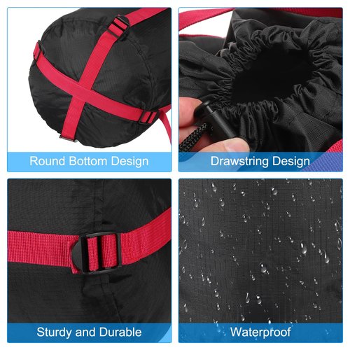 PATIKIL Compression Stuff Sack, 2 Pack S Size Waterproof Sleeping Bag Storage Sack Portable Compression Bag for Backpacking Camping, Black Red