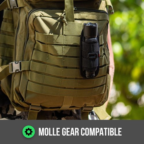 TH2C Tactical Flashlight Holster Metal Belt Clip & TKH-S1 Stealth Keychain Ring for Duty Belt Pouch Stretchable Holder for Police Military Security Belt