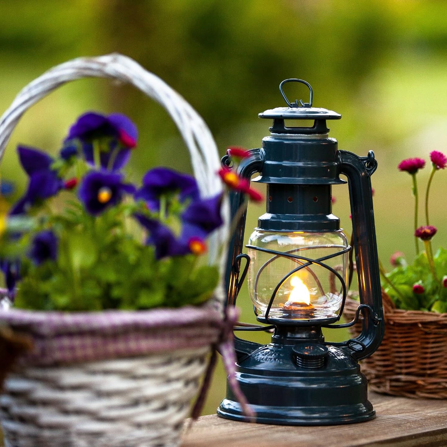 Outdoor Kerosene Fuel Lantern, German Made Weather Resistant Baby Special 276 Galvanized Hurricane Lamp for Camping or Patio, 10 Inches, Bronze