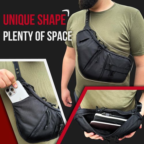Tactical Daily CCW Sling Bag - Conceal Carry Crossbody with Adjustable Holster EDC Chest Pack, Regular, Black