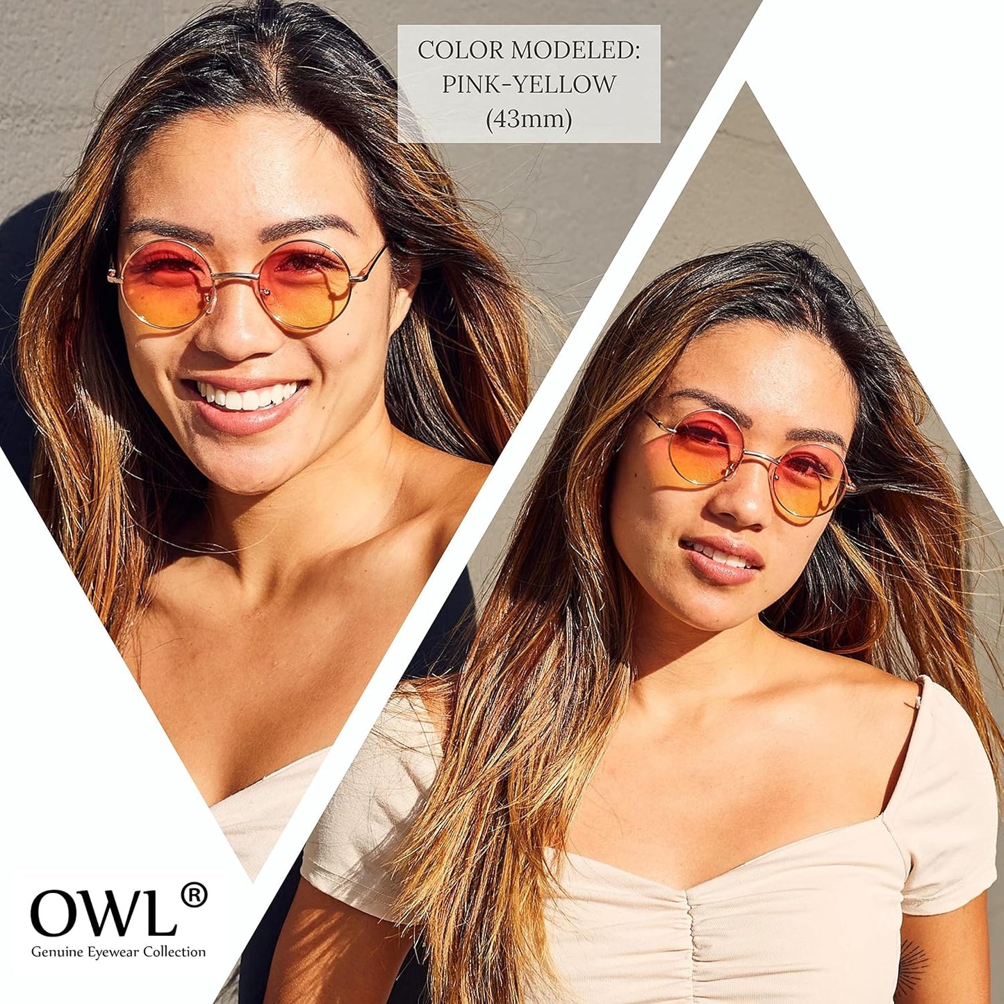 OWL Round Sunglasses Metal Frame Hippie Sunglasses UV400 Polycarbonate Circle Lens John Lennon Sunglasses for Men Women