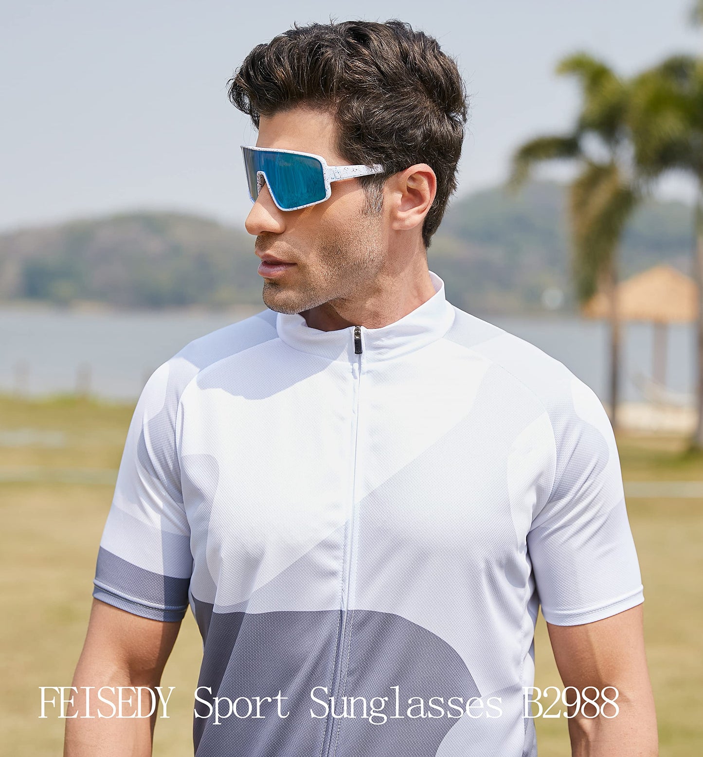 FEISEDY Sports Sunglasses, Polarized Oversized Shield for Women Men Youth, Baseball Cycling Running Outdoor Visor B2988