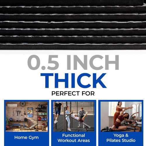 Puzzle Exercise Mat EVA Interlocking Foam Floor Tiles for Home Gym, Mat for Home Workout Equipment, Floor Padding for Kids, Black (2ft x 2ft x 0.5in)
