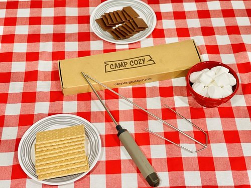 Camp Cozy HotRod Automatic Rotating Hot Dog and Marshmallow Roasting Stick – Premium Campfire Tool for S’mores, BBQ, and Camping – Compact, Durable, and Fun for All Ages - BLUE