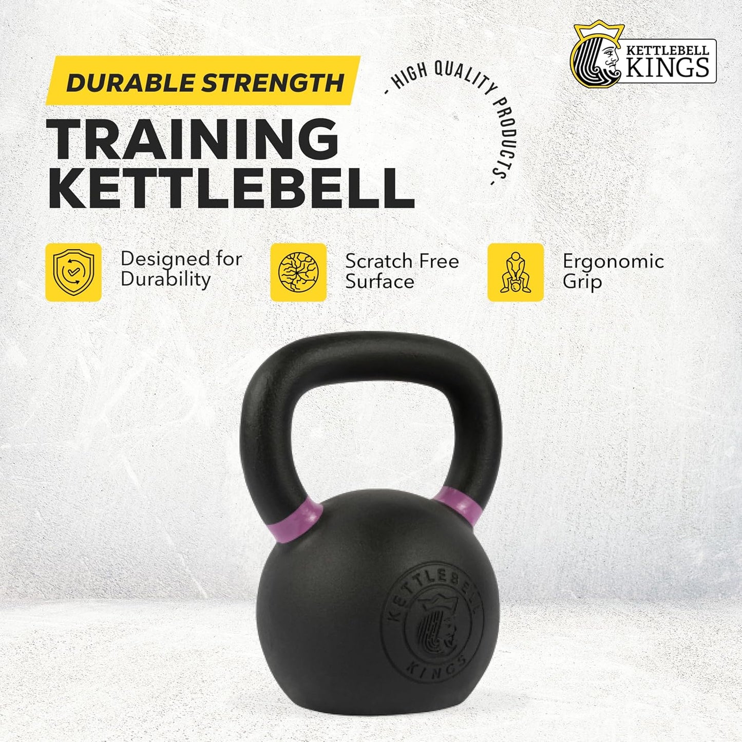 Kettlebell Kings Powder Coated Kettlebell Weights - 9-97 lb Strength Training Kettlebells for Men and Women - Hand Weights Workout Gym Equipment - Weights Set for Home Gym- New