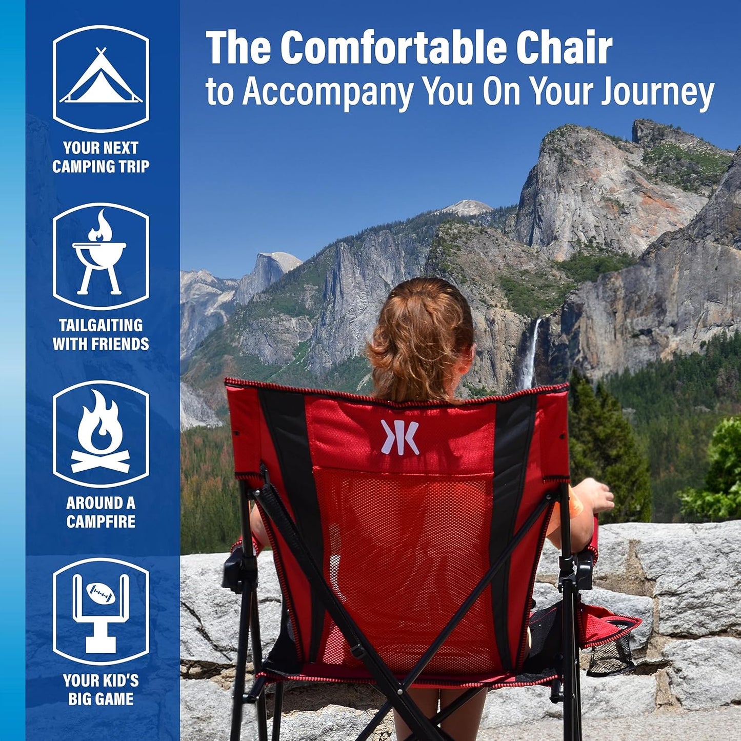 Kijaro Beach Sling Chair with Cooler Pocket - Various Fun Colors & Patterns - Perfect Beach Folding Chair and Camping Chair - Includes a Detachable Pillow