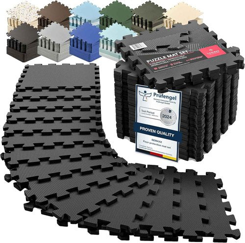 18-Piece EVA Interlocking Gym Mats Set - 12.6” Foam Floor Tiles for Home Workout & Fitness
