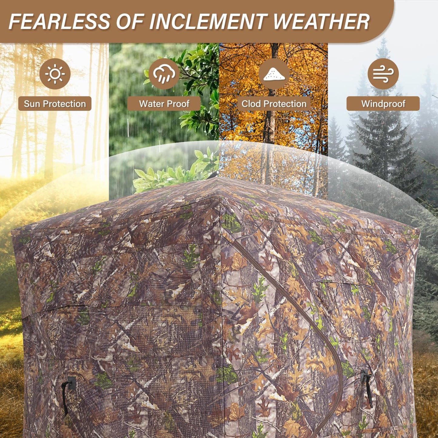 ANWEOR See Through Hunting Blind 270 Degree Portable Resilient Hunting Blind with Carrying Bag Easy Pop Up Ground Blinds for Deer Hunting Turkey Hunting 66x58x58 in