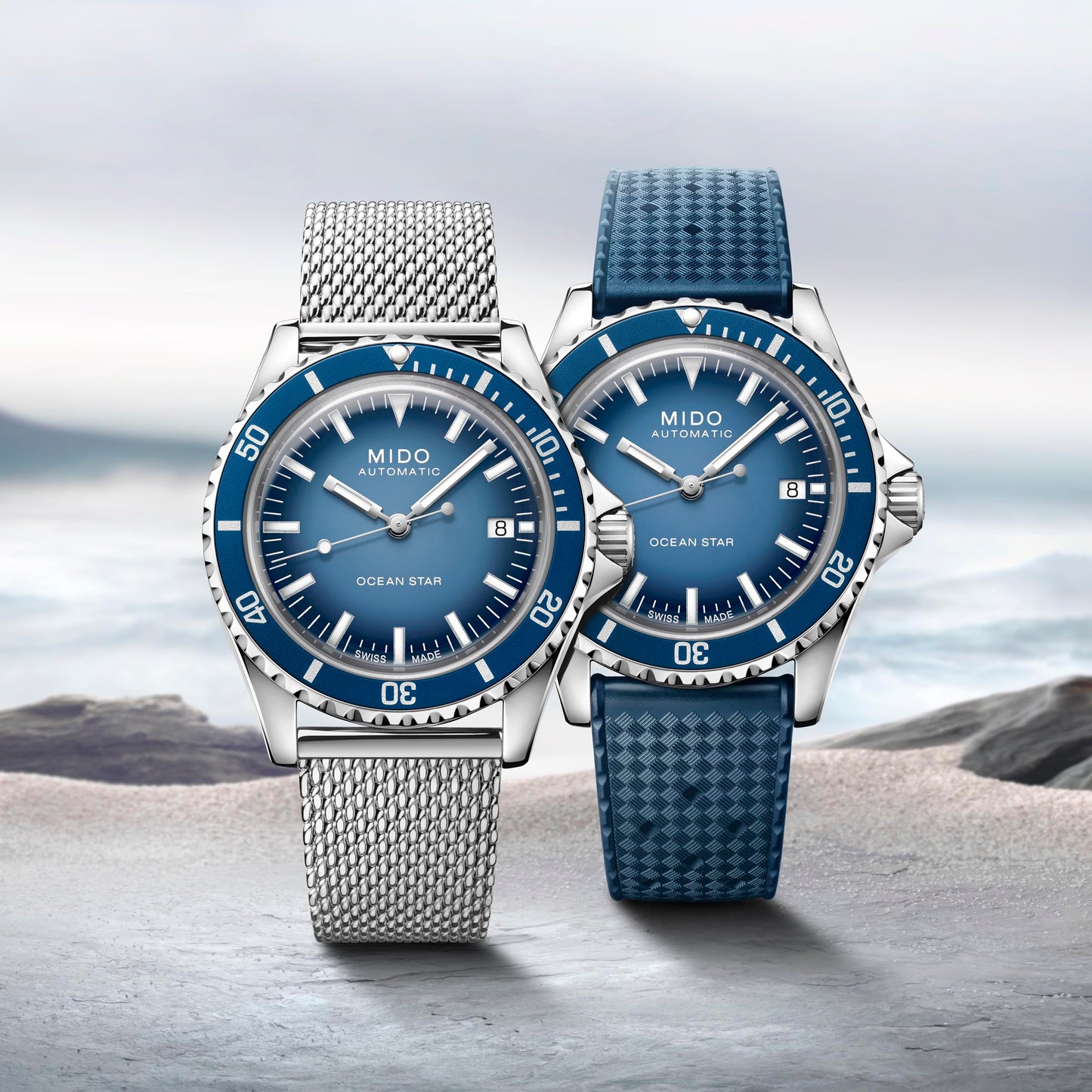 MIDO Ocean Star Tribute Gradient - Swiss Automatic Watch for Men - Blue Gradient Dial - 40.5mm Stainless Steel Case - Stainless Steel Bracelet - M0268071104101