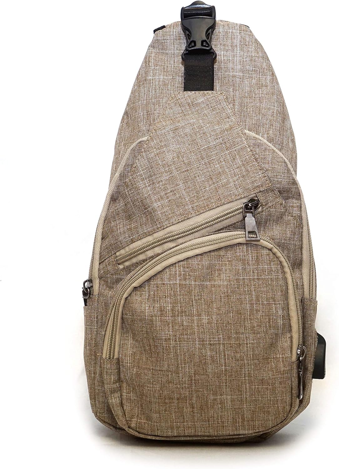 Anti-Theft Daypack Crossbody Sling Backpack, USB Charging Connector Port, Lightweight Day Pack for Travel, Hiking, Everyday, Regular, Black