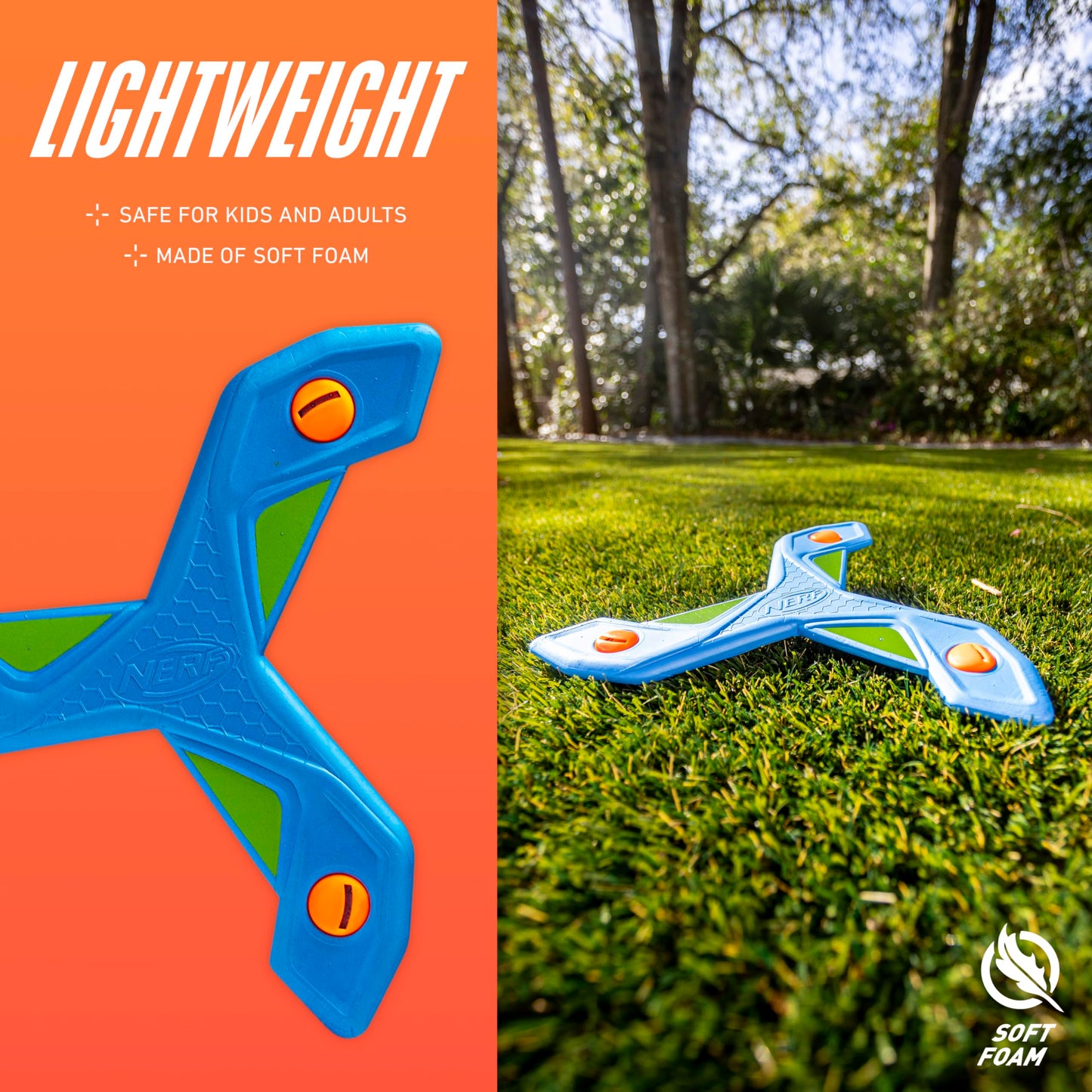 Nerf Kids Toy Boomerang - Slingerang Soft Foam Boomerang for Kids - Great Outdoor Gift for Boys + Girls - Perfect Backyard + Beach Toy