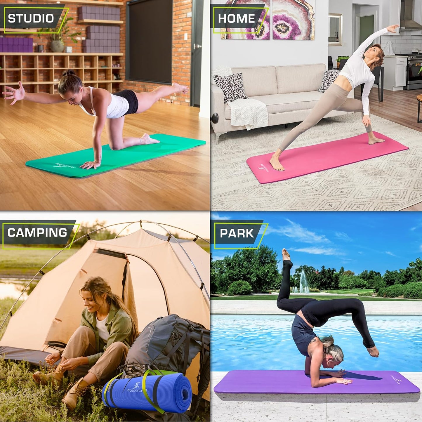 Extra Thick ½” Yoga & Pilates Mat - 71” High Density Foam with Carry Strap