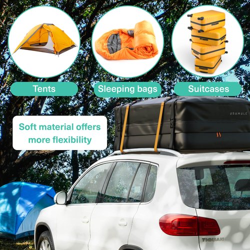BRAMBLE Strong Car Roof Bag Rooftop Cargo Carrier 20 Cubic Feet, 100% Waterproof & Tear Resistant Car Roof Cargo Carrier, Fit for All Cars with/Without Roof Rack, Include Non-Slip Mat, Hooks, Straps