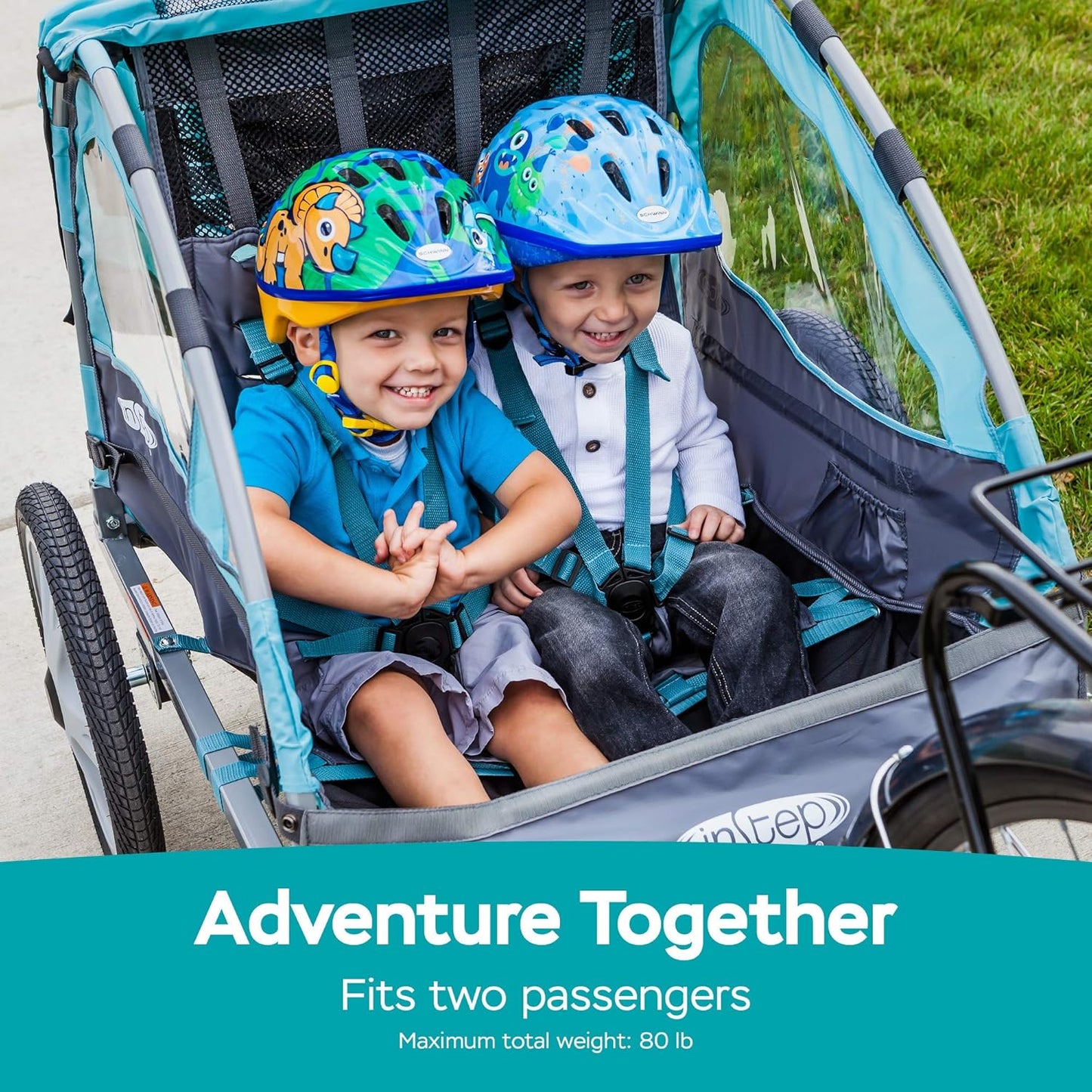Take 2 or Sync Kids Bike Trailer, Single or Double Seat, Universal Coupler, Folding Frame, Quick-Release Wheels, Canopy with Bug Screen and Weather Shield, Bike Trailer for Kids