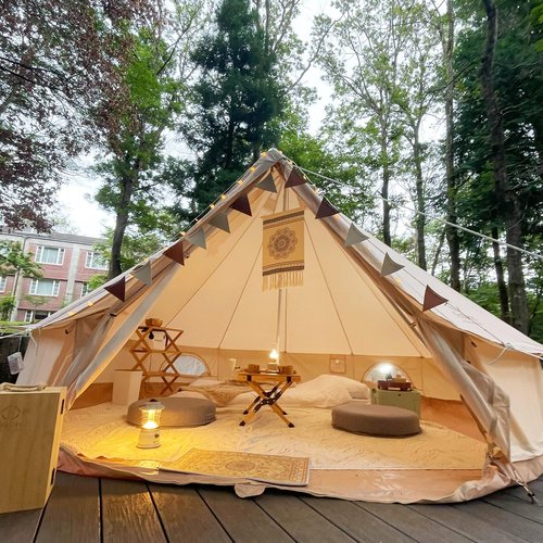S'more Bello Bell Camping Tent, 4 Season Luxury Outdoor Camping and Glamping Tent for 4-6 Adults, Breathable Waterproof Yurt Tent Polyester Cotton Cloth Reserved Stove Jack, with Carry Bag