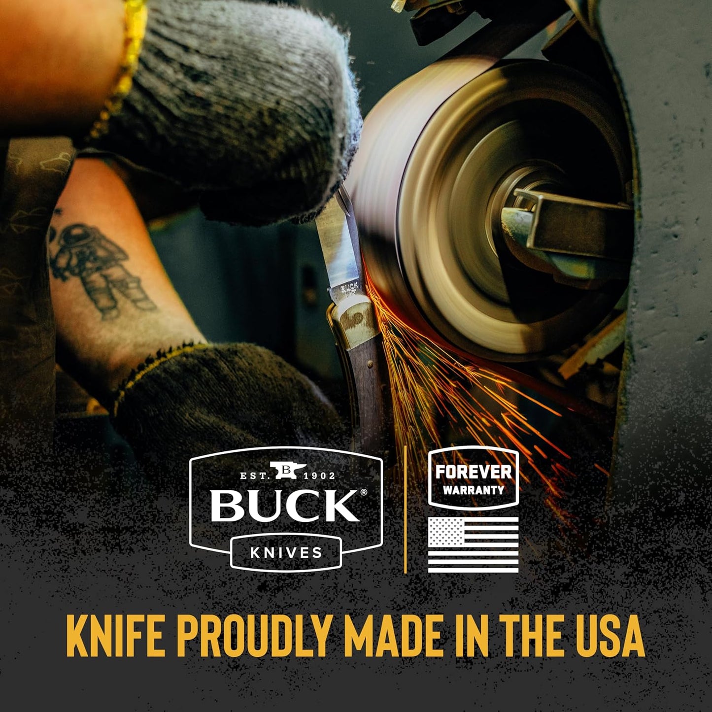 Buck Knives 102 Woodsman Fixed Blade Hunting Knife, 4" Stainless Steel Blade with Leather Sheath
