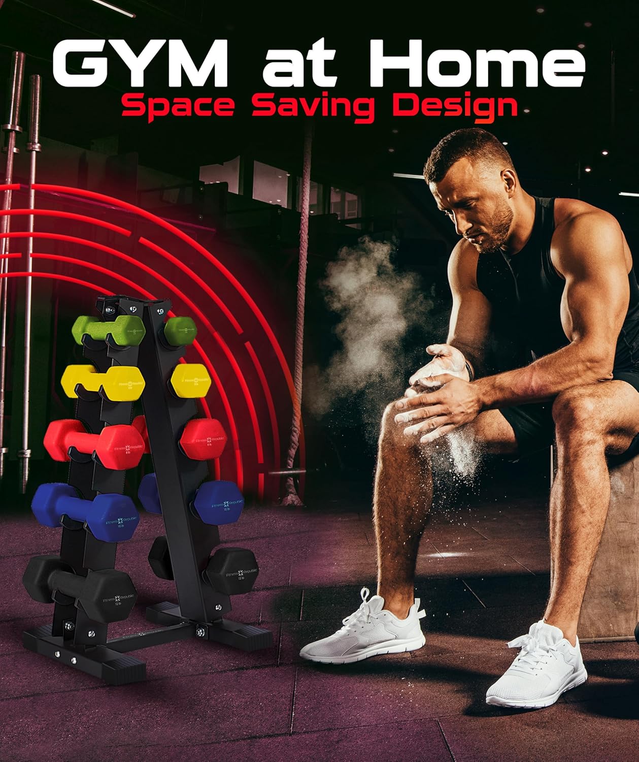 Neoprene Dumbbell Storage Rack - 2.0MM Steel Organizer for Home Gym - Easy Assembly