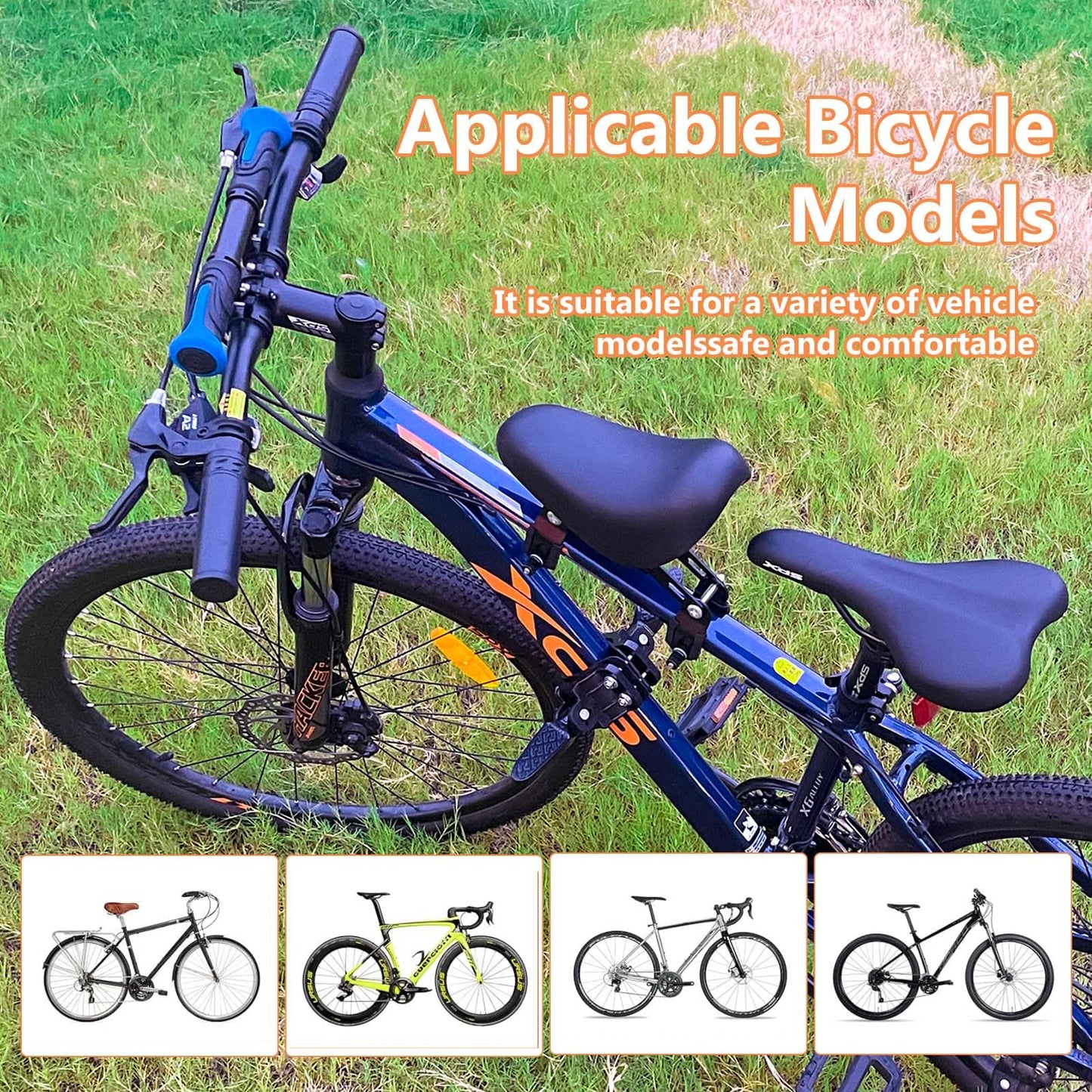 Auwey Kids Bike Seat Child Bike Seat Front Mount Toddler Bike Seat for 2-5 Years Child Bicycle Seats with Foot Pedals Compatible with All Adult Mountain Bikes