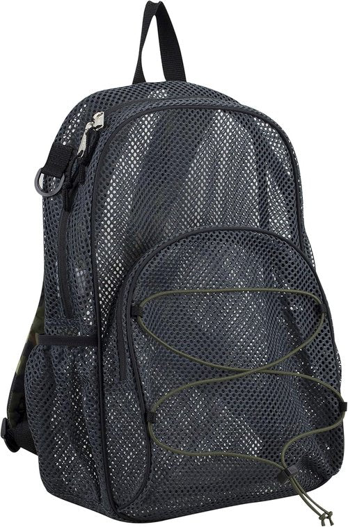 Eastsport Mesh Beach Backpack Lightweight See Through for Travel, College, Swim, Gym Bag, Black