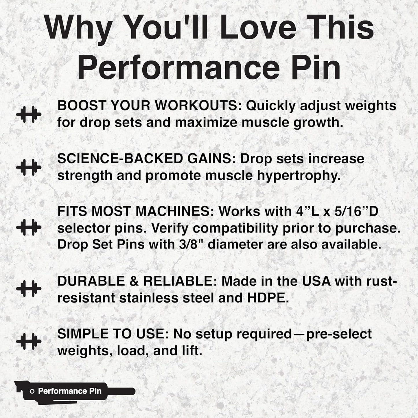 The Original Drop Set Pins for Gym | One More Rep with Weight Stack Pins | Instant Transition to Lower Weights for More Reps | Proudly Made in America | 5/16" Pin