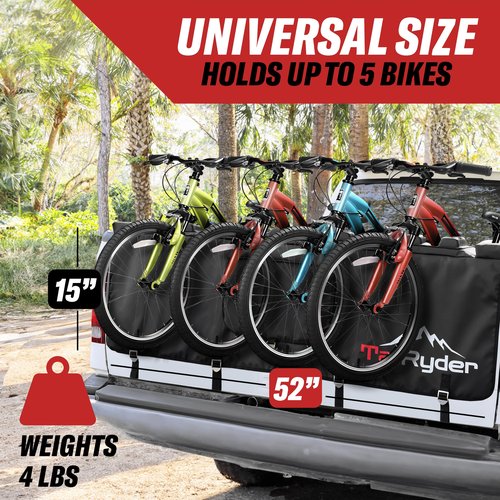 Truck Bike Tailgate Pad for 5 Bikes Bed Rack Holder Featuring Reversed Straps and Premium Metal Buckles for Enhanced Durability