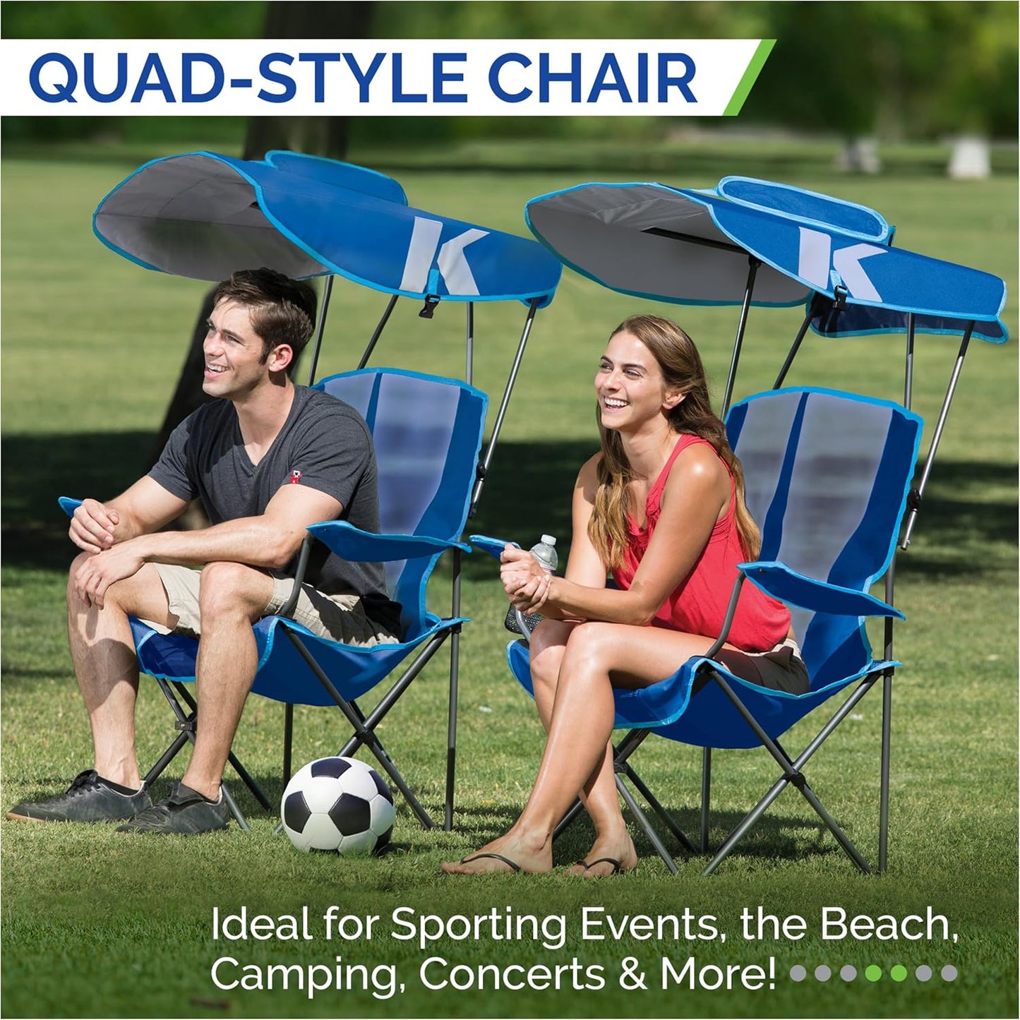 Foldable Canopy Chair for Camping & Tailgating - Kelsyus Grey/Red Outdoor Chair