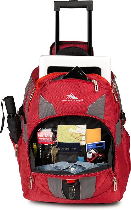 High Sierra XBT - Business Rolling Backpack, Carmine/Red Line/Black, One Size
