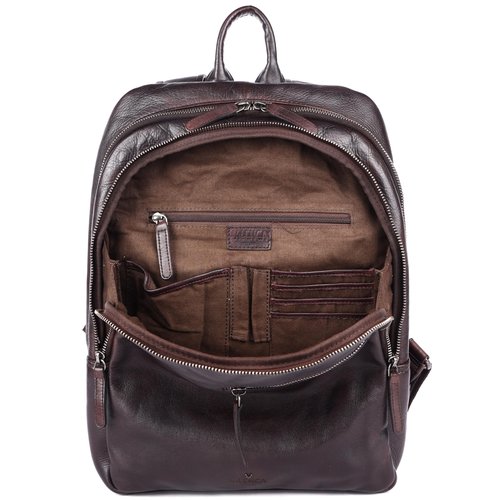 VILENCA HOLLAND 15 Inch Genuine Leather Backpack for Women and Men, Brown Leather Backpack with Adjustable Shoulder Strap