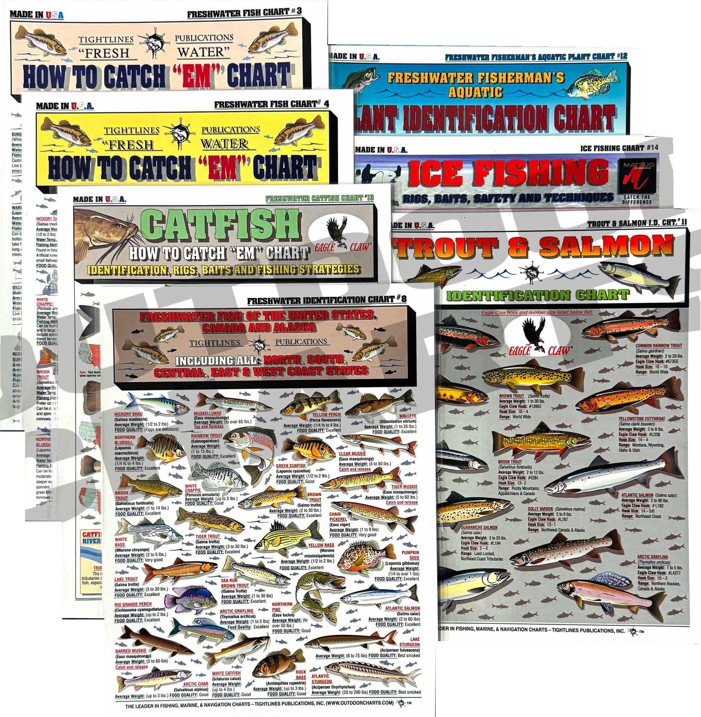 Fishermen's Freshwater Fish Identification Set - Waterproof Quick Reference Guide | Portable & Built to Last | Double-Sided & Easy to Read