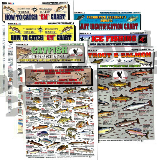 Fishermen's Freshwater Fish Identification Set - Waterproof Quick Reference Guide | Portable & Built to Last | Double-Sided & Easy to Read