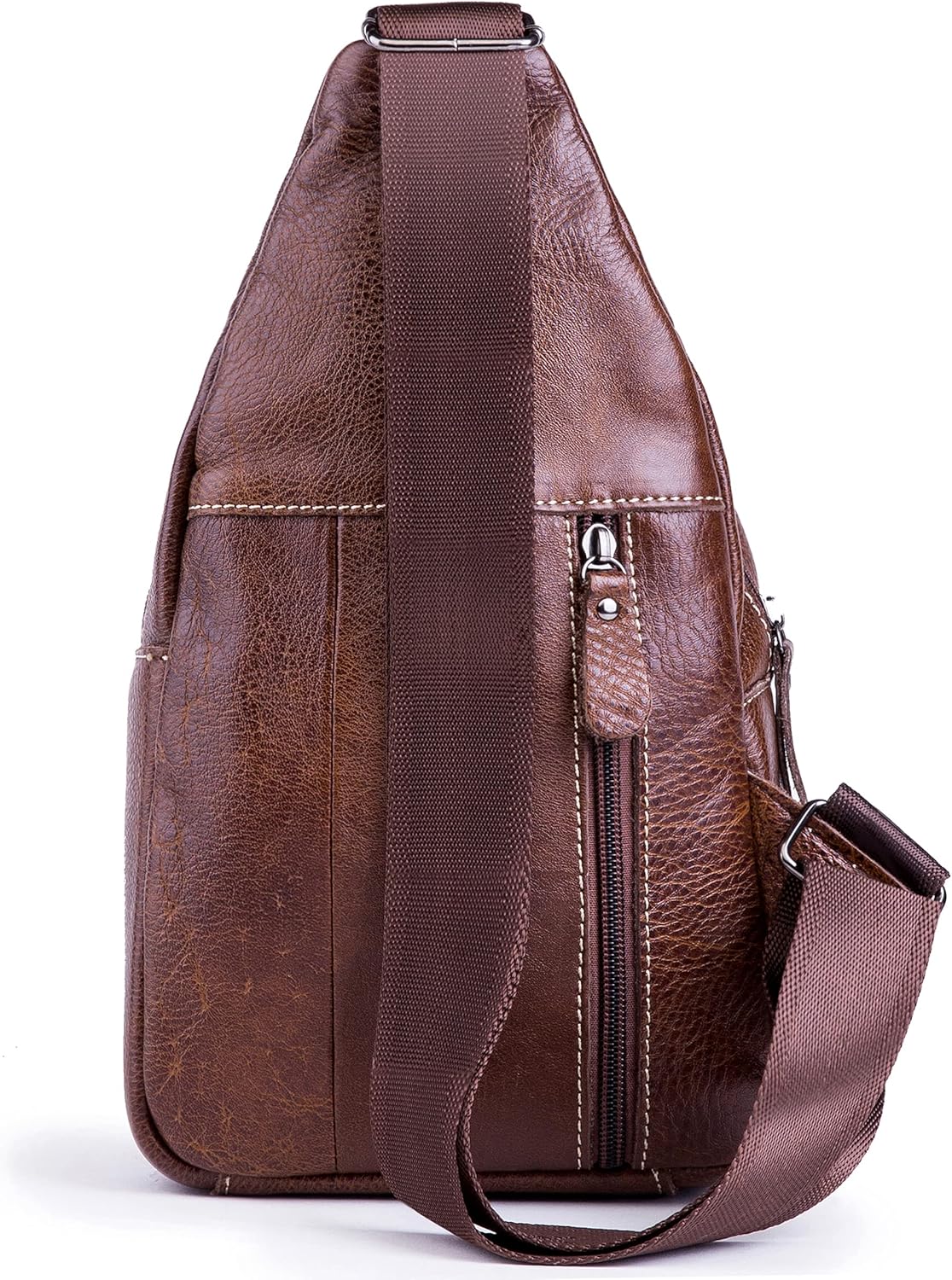 Chrysansmile Sling Bag for Men Black Crossbody Bags for Women Genuine Leather Cross Body Bag Mini Backpack for Travel Outdoor