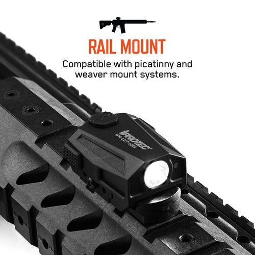 iProtec MYCRO Rail Mount Flashlight RM300, 4 Light Modes, Ambidextrous, and Rechargeable Rail Mount Flashlight