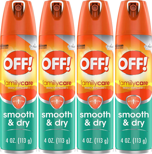 OFF! FamilyCare Insect & Mosquito Repellent Aerosol, Smooth and Dry Formula Bug Spray, Provides up to 6 Hours of Protection, 4 oz (Pack of 4)