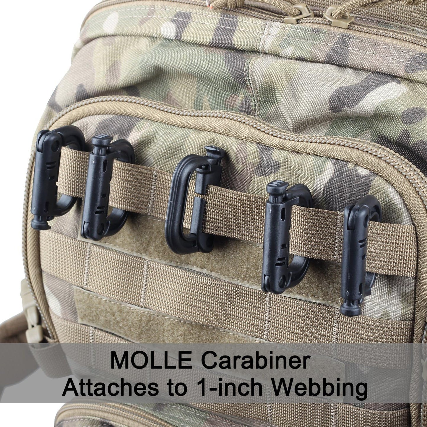 XTACER Tactical Multipurpose Small D-Ring Locking Hanging Hook Tactical Link Snap Keychain Button Release for Molle Webbing (Set of 10)