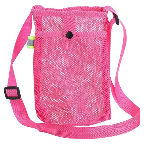 UXCELL Adjustable Shoulder Strap Water Bottle Carrier Bag with Pocket for Sports Hiking Walking Travel, Rose Red