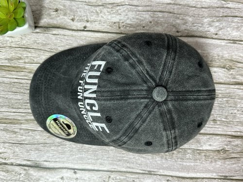 Hepandy Embroidered Funcle The Fun Uncle Baseball Cap, Gifts for Men, Washed Black Adjustable Cotton Trucker Snap Back Hat