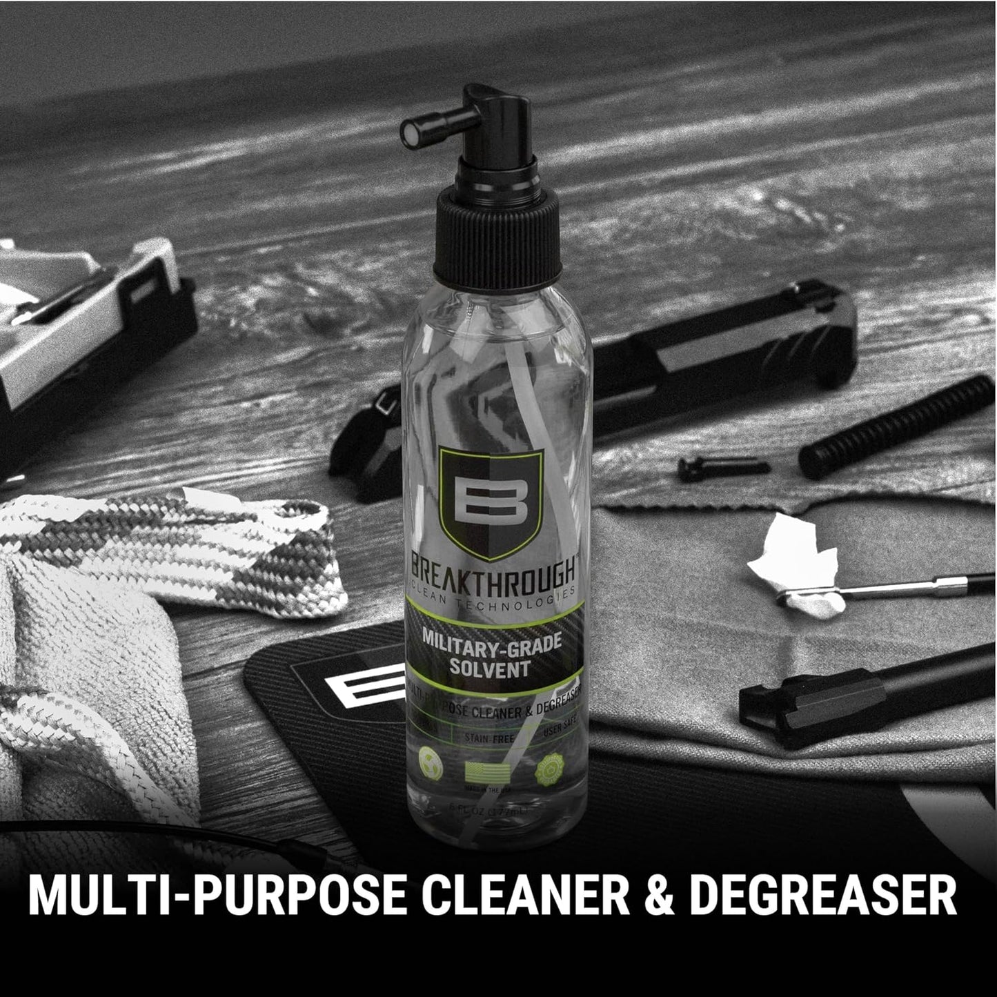 Breakthrough Clean Technologies Military-Grade Handgun and Rifle Cleaning Solvent, Grease Remover - 6oz/2oz/15ml/32oz Spray Bottle